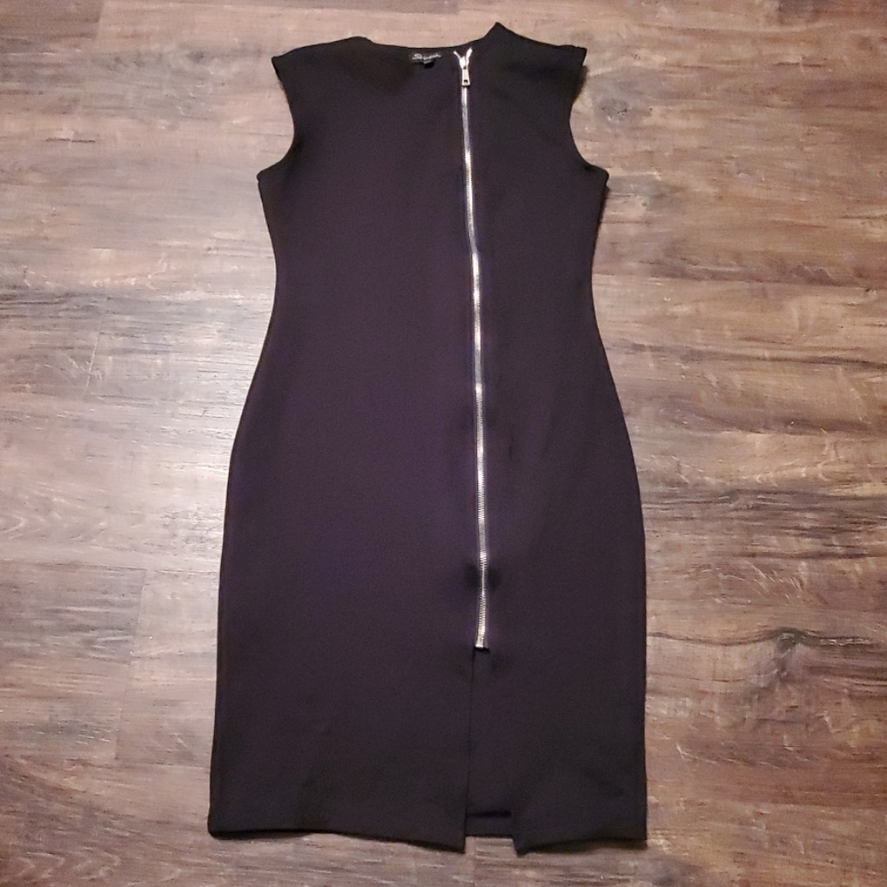 Shinestar 6 Black Zipper Sleeveless Dress